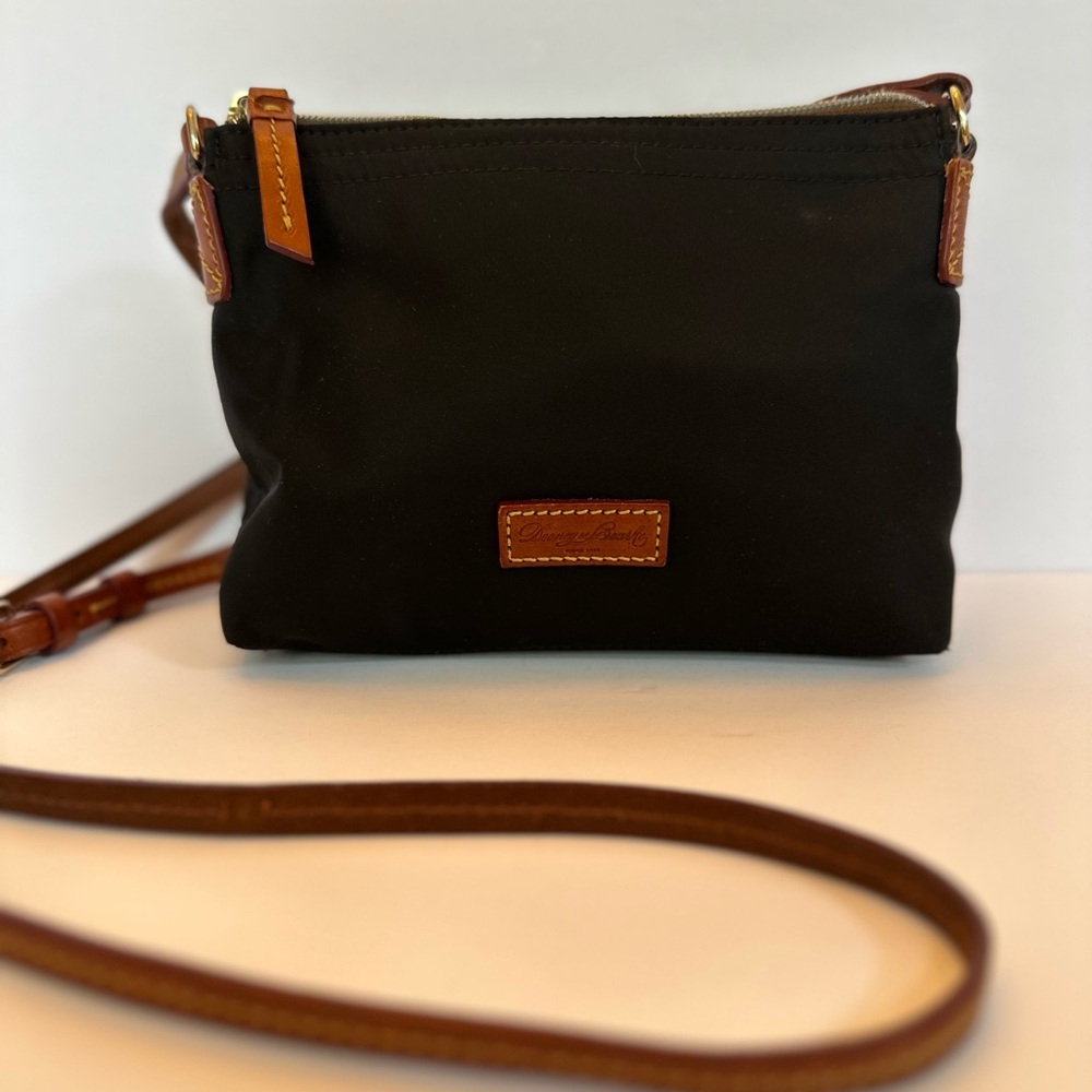 Dooney & Bourke Black and Brown Crossbody Bag with Leather Accents